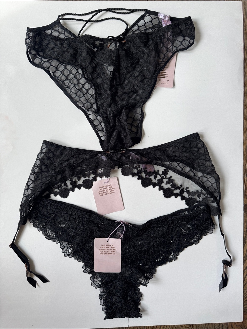 Savage X Fenty Black Lace & Mesh Panty